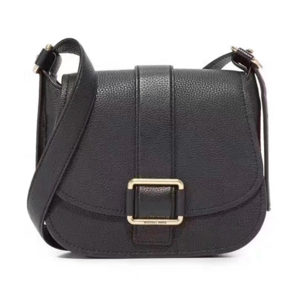 EUC Black Michael Kors Maxine Leather Saddle Bag/ Gold Hardware - Picture 2 of 9